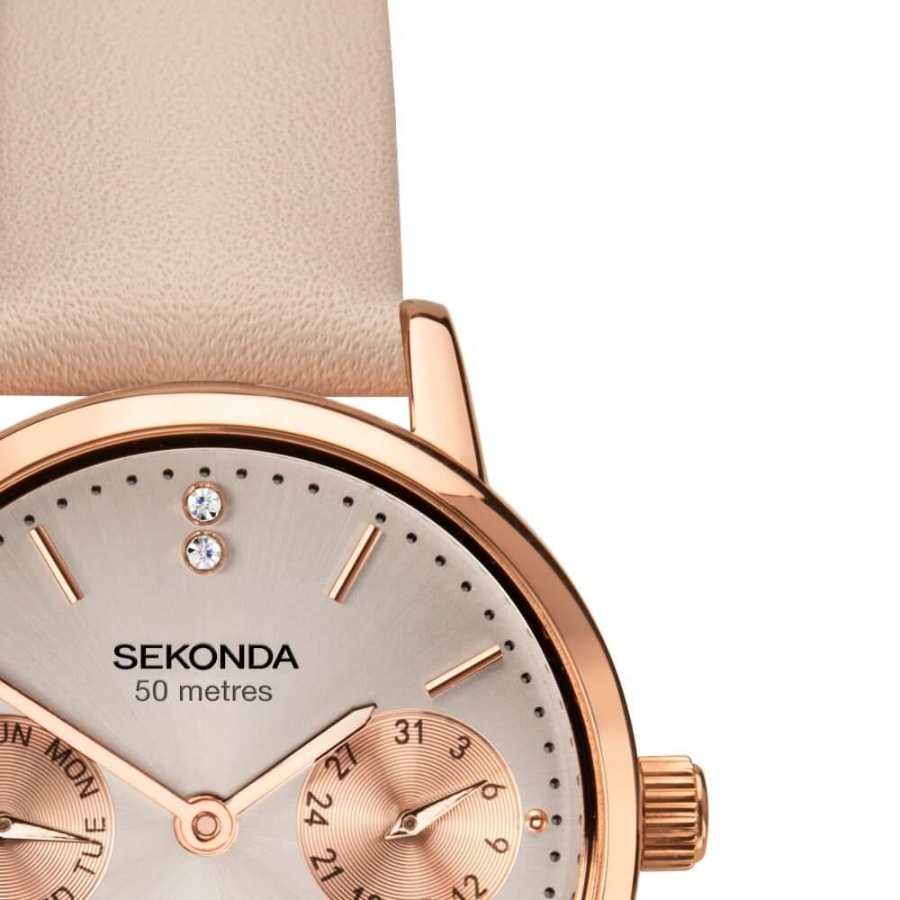 Rose Gold Case With Grey Dial & PU Strap Ladies Classic Watch