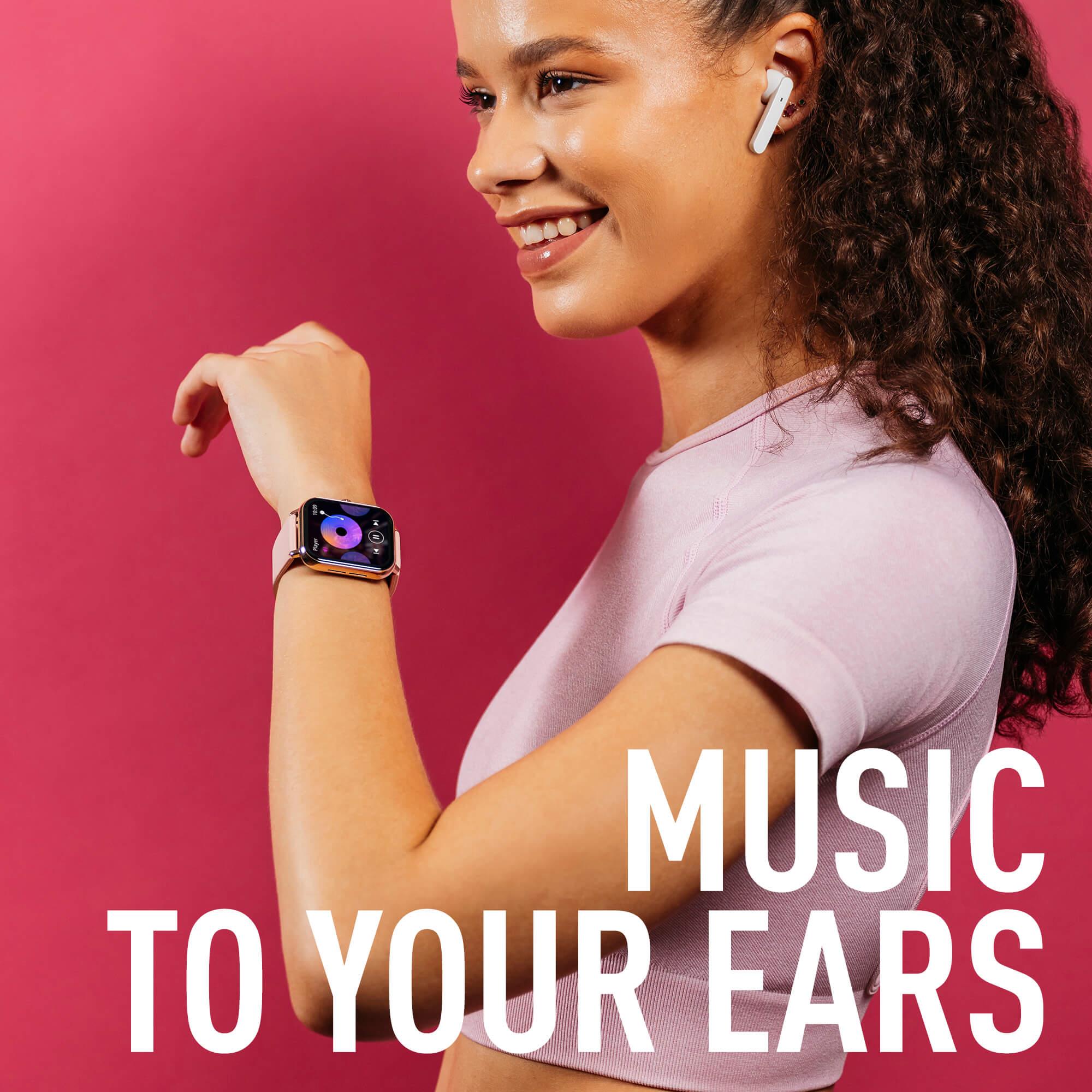 Series 23 Pink Strap Smart Watch & True Wireless Sound Earbud Set