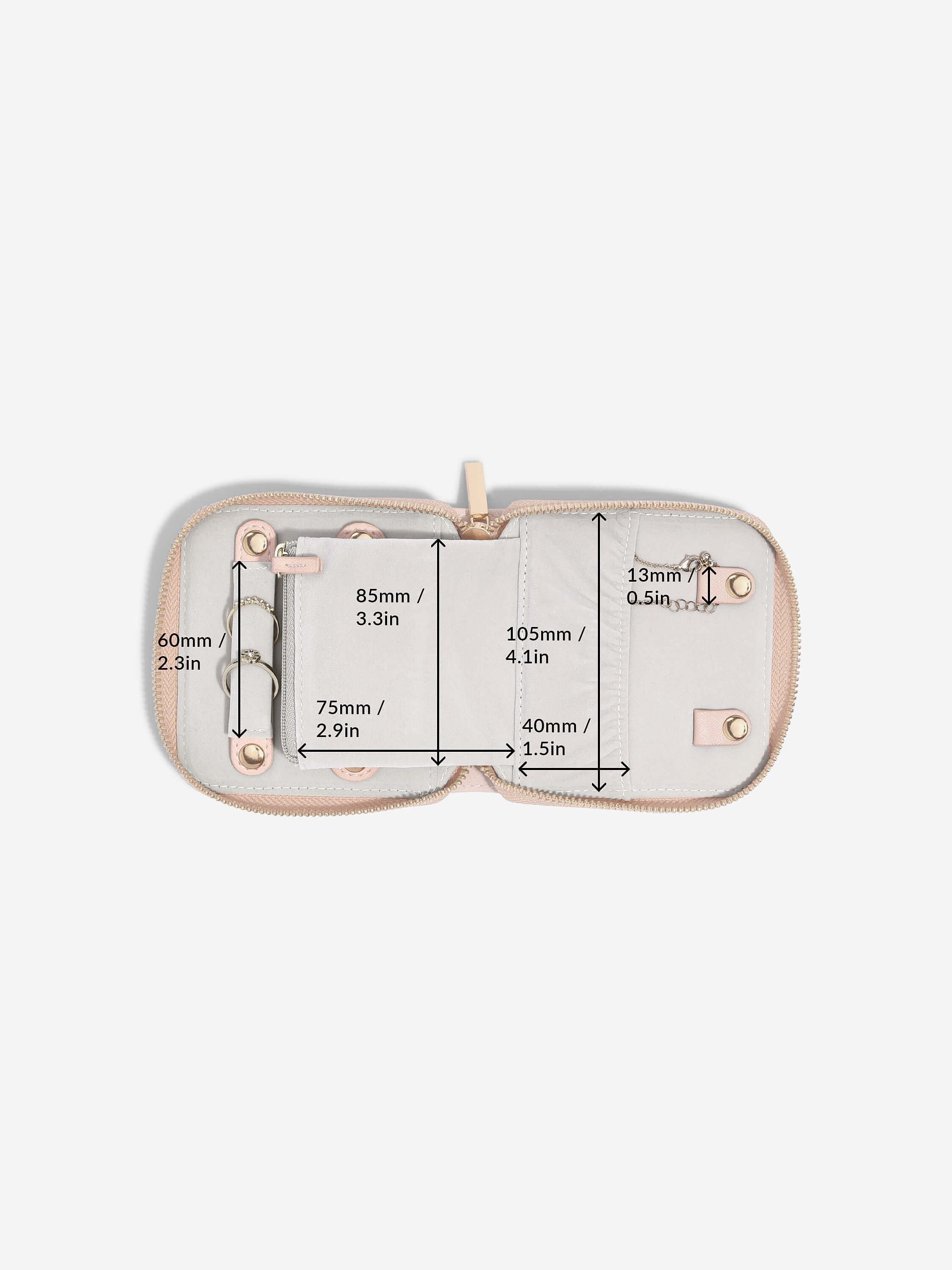 Blush Pink & Gold Compact Jewellery Roll
