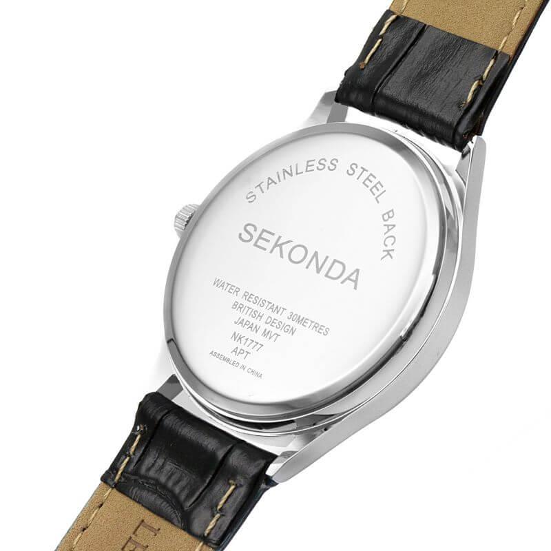 Black Dial SS Case With Black Leather Strap Watch