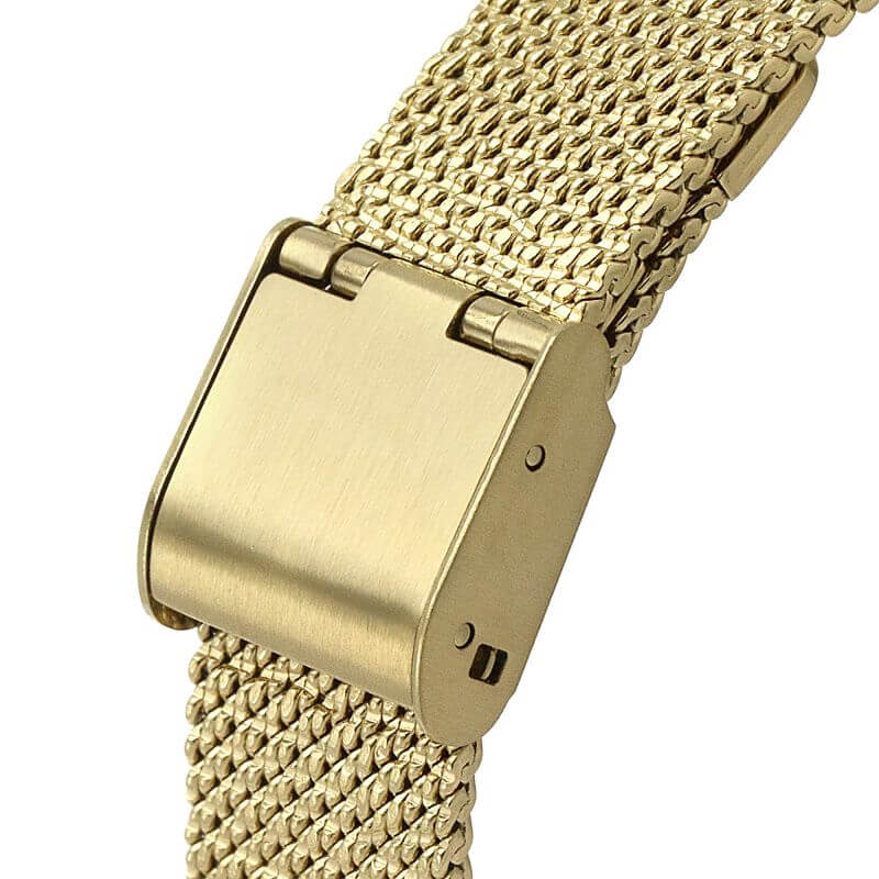 Gold Plated Stone Set Dial & Mesh Bracelet Strap Ladies Watch