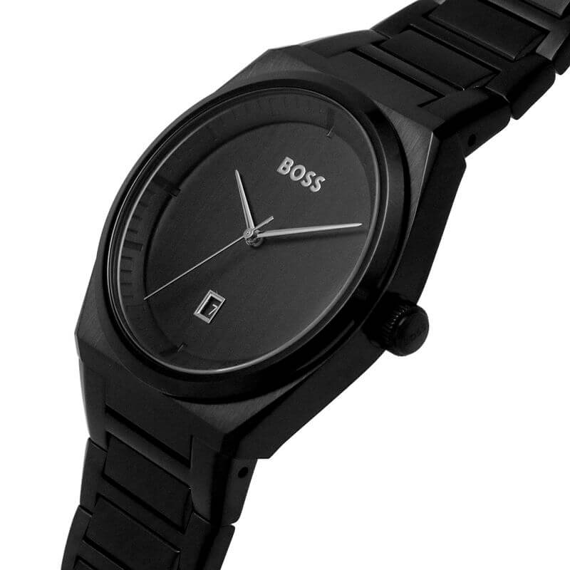 Steer Black SS Bracelet Black Dial Gents Watch