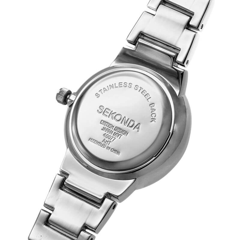 Stainless Steel Stone Set White Dial & Bracelet Strap Ladies Watch