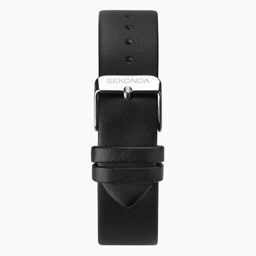 Silver Case with White Dial & Black Leather Strap Men's Nordic Watch