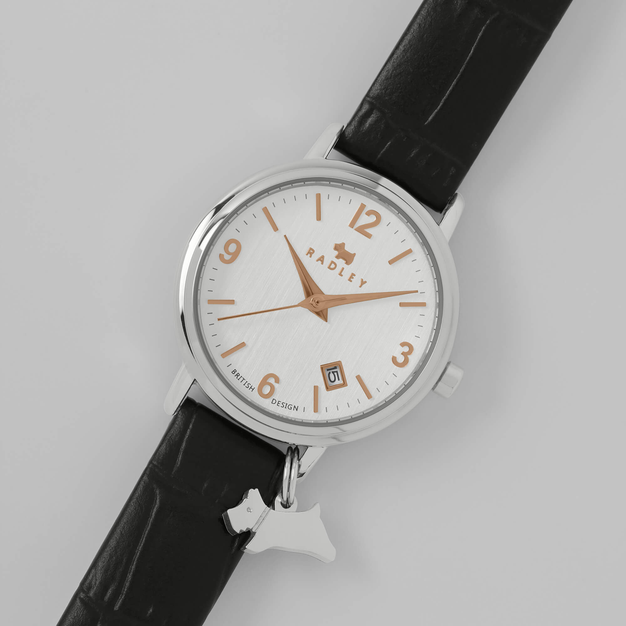 Black Croc Stepped Bezel Two Tone Strap Ladies Watch