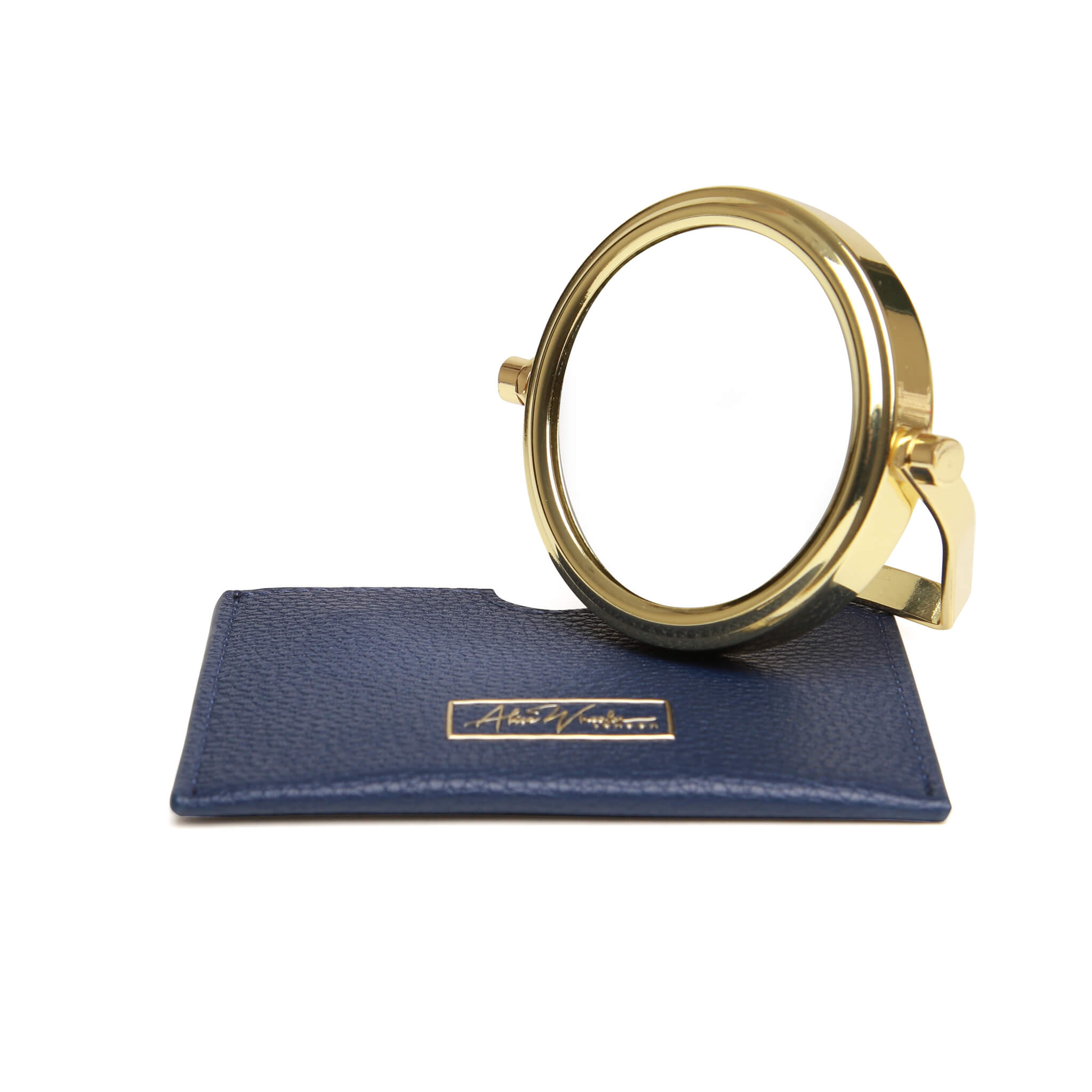 Mirror & Pouch In Navy - 7x Magnification