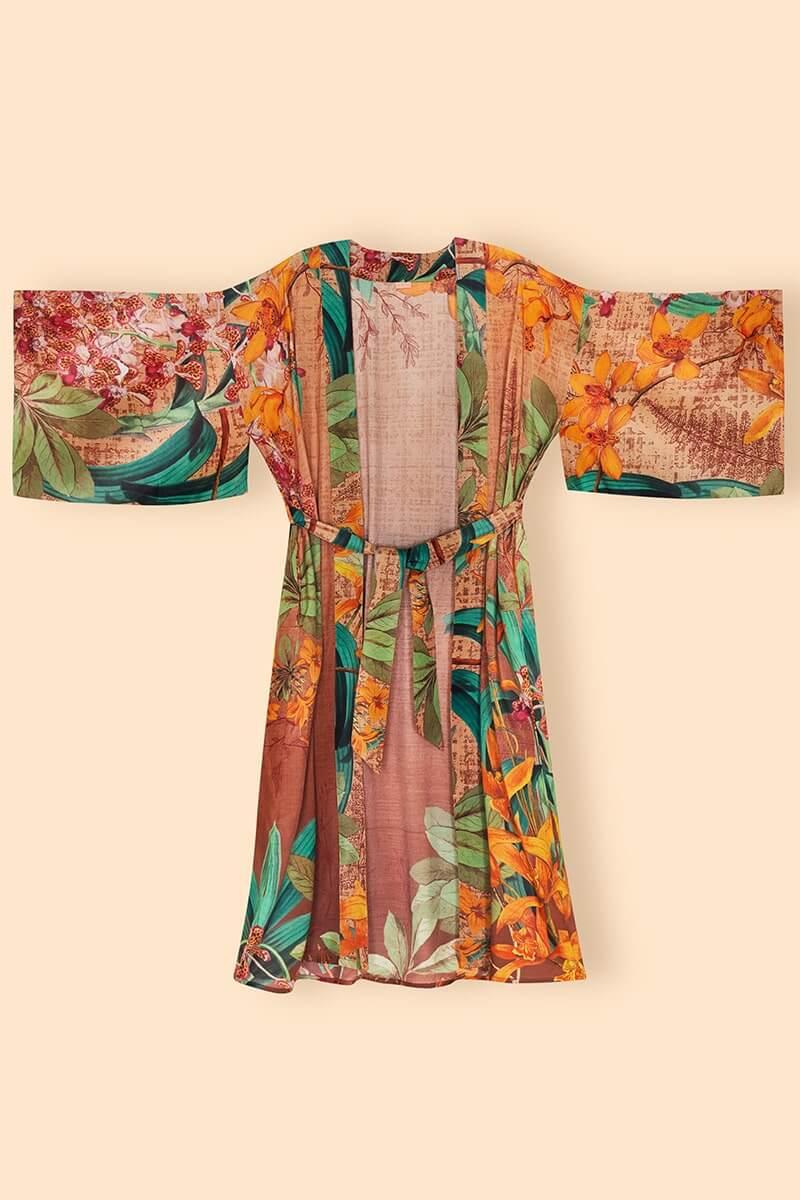 Botany Bliss in Taupe Kimono Gown