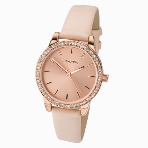 RG Case & PU Strap With Rose Dial Ladies Watch