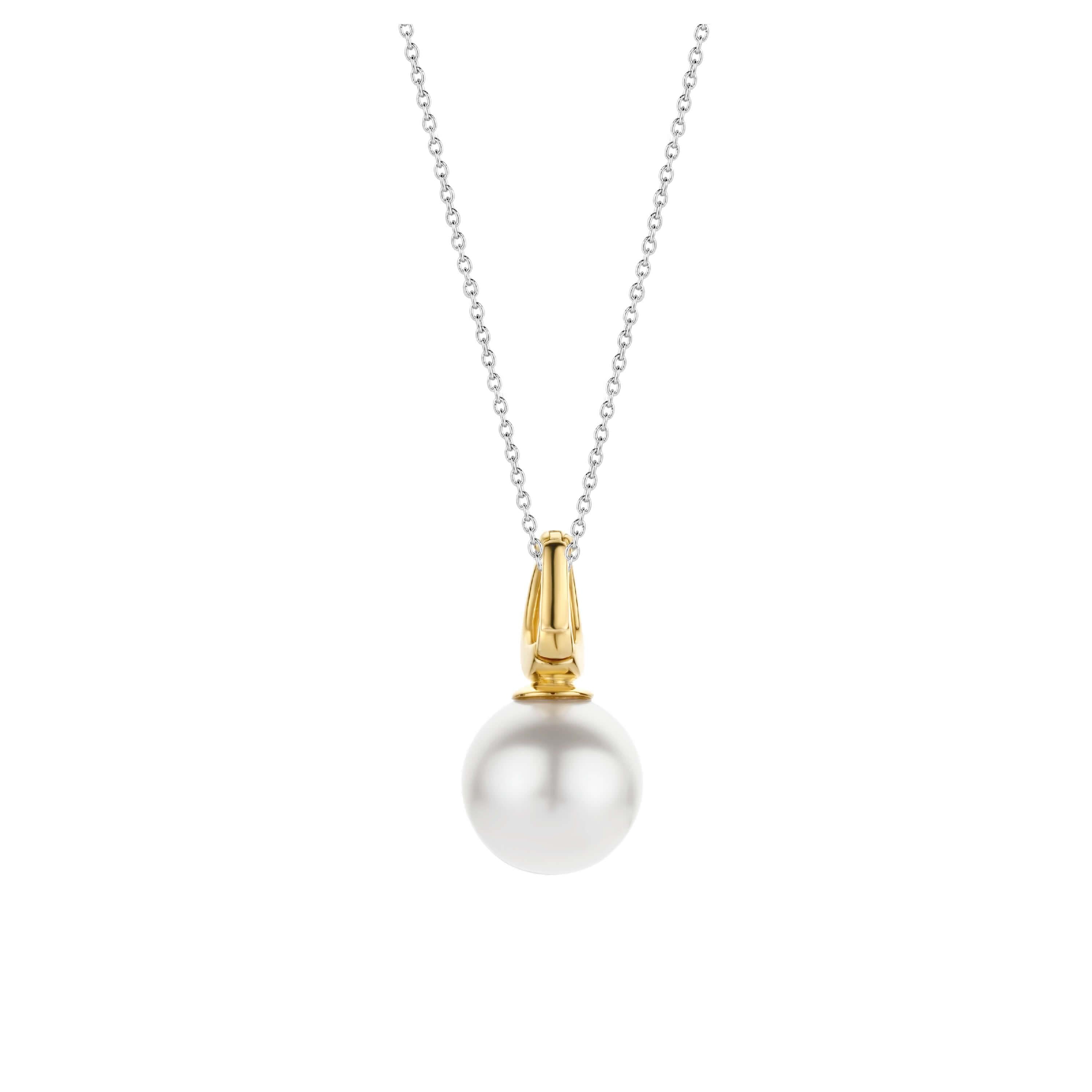 White Pearl Pendant & Silver Chain Necklace