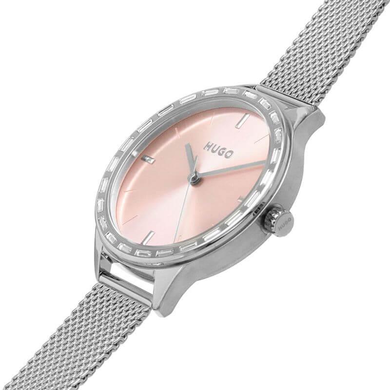 FLASH Pink Dial & Steel Mesh Strap Ladies Watch