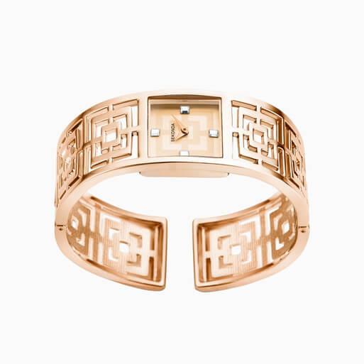 Rose Gold Case With Rose Dial & Rose Gold Tone Bracelet Ladies Classic Grecian Watch