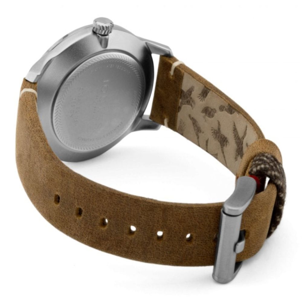 Tan Leather Strap Matte White Dial Sub Sec Gents Watch