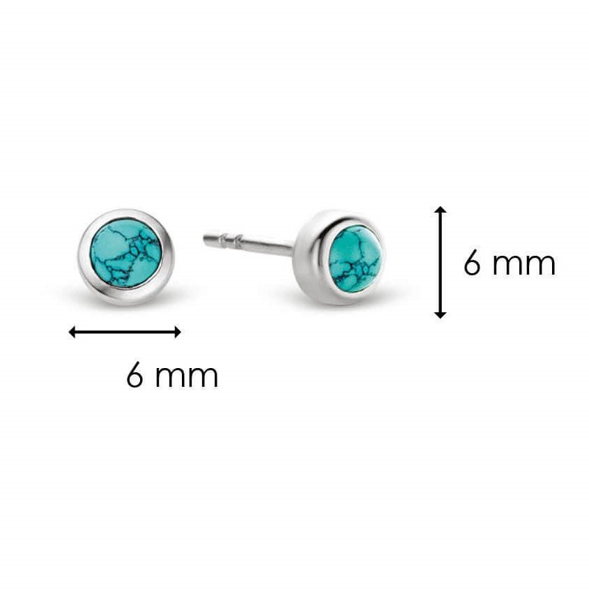 Turquoise Silver Round Stud Earrings