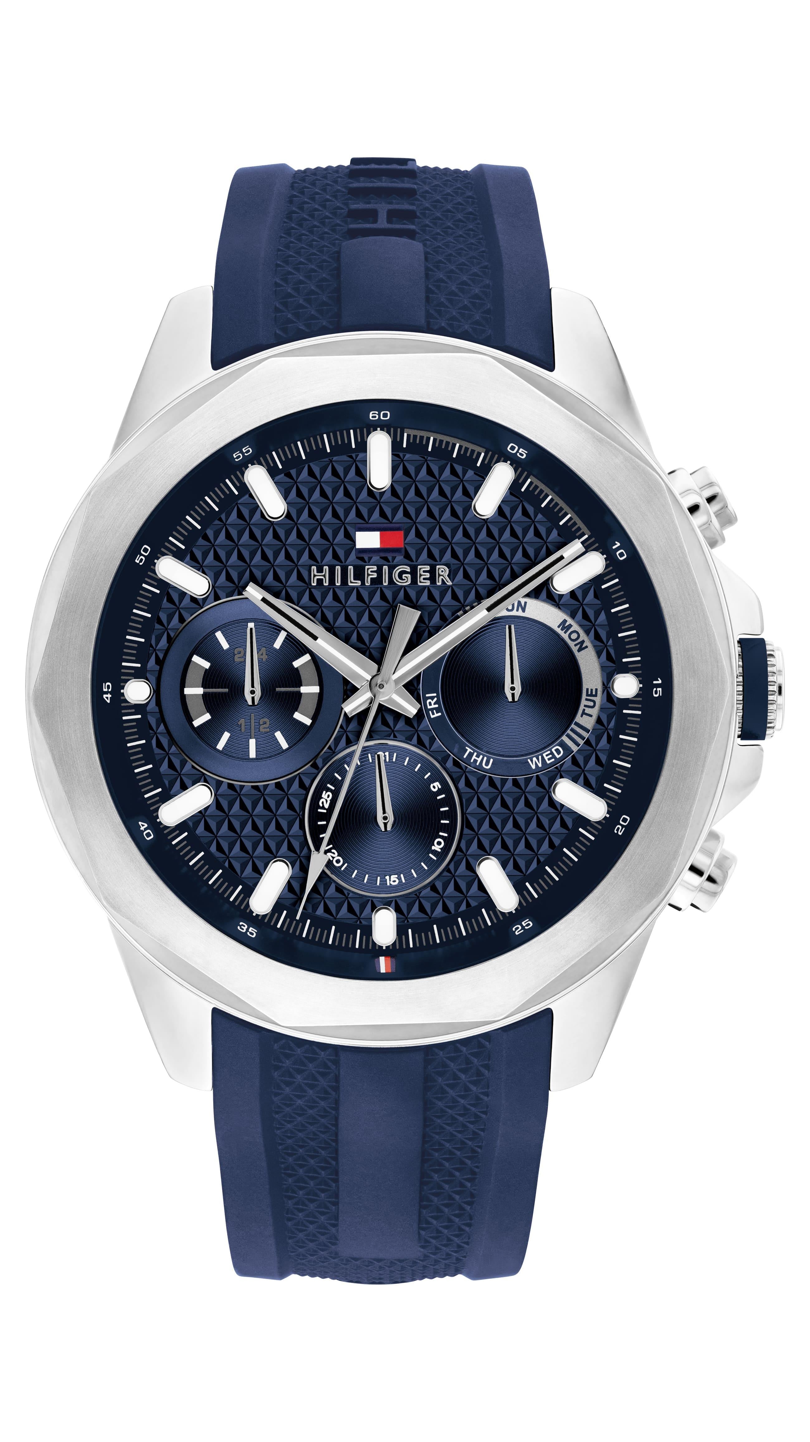 Lars Multifunction Textured Blue Dial With Blue Silicone Strap Gents Watch