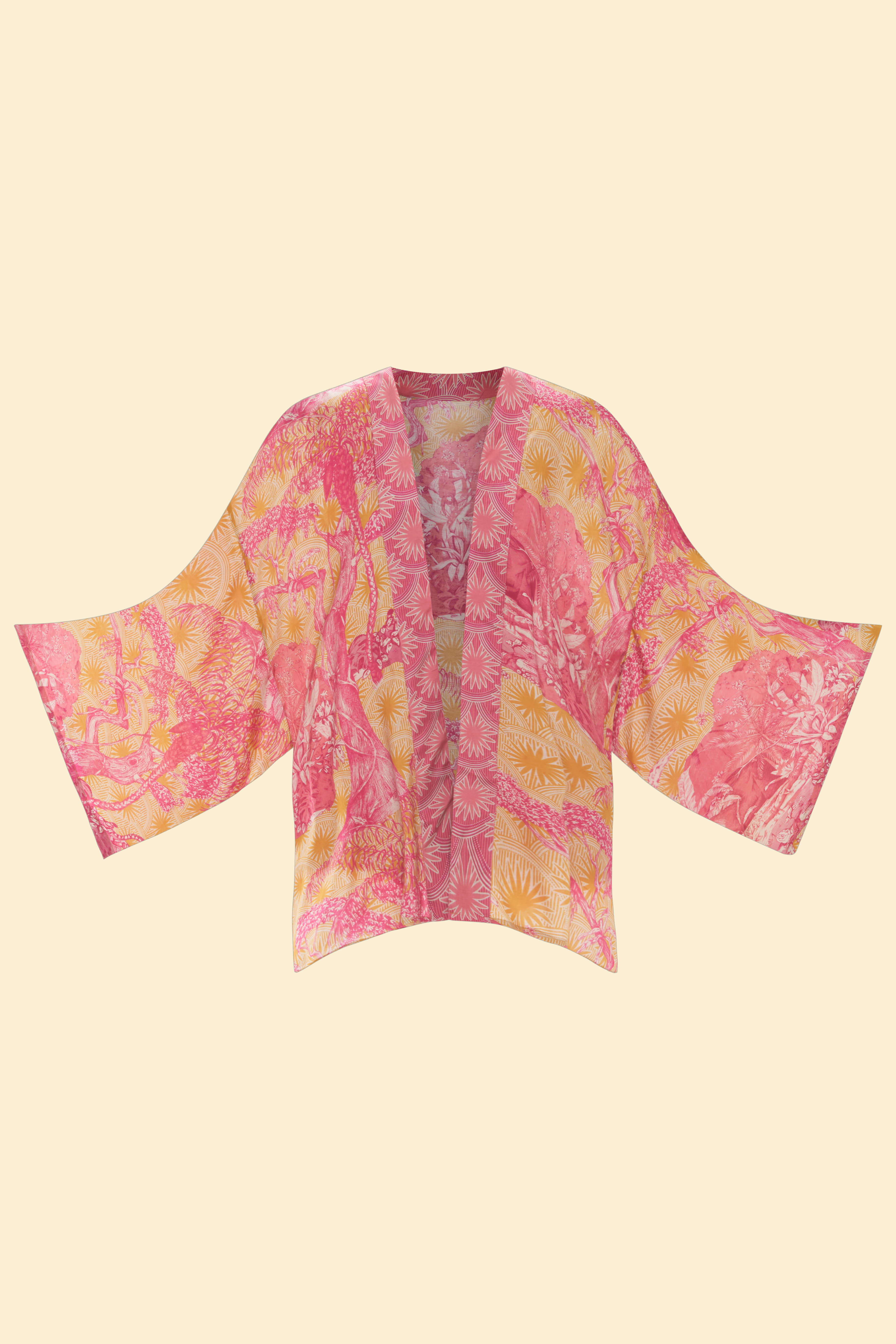 Tropical Toile Kimono Jacket - Pineapple & Fuchsia