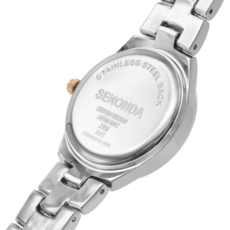 Two Tone Case & Bracelet with Stone Set Rose Dial Ladies Watch