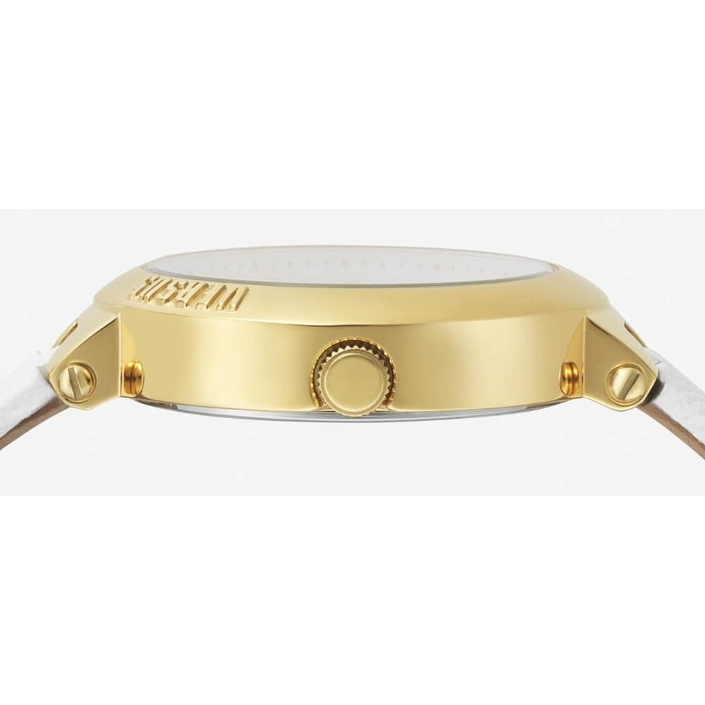 Lantau Island IP Yellow Gold Dial With White Leather Strap Watch