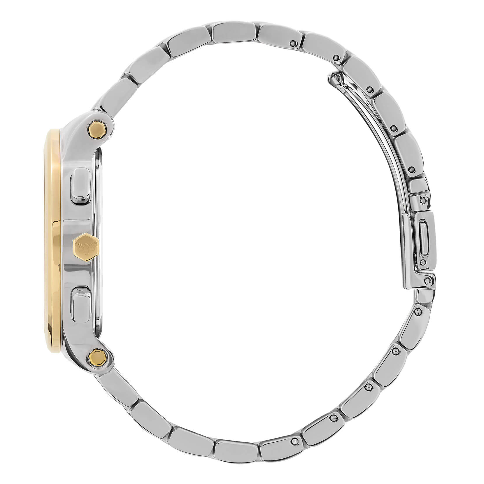 Sports Luxe Multi-Function Metallic White & Two Tone Bracelet Watch