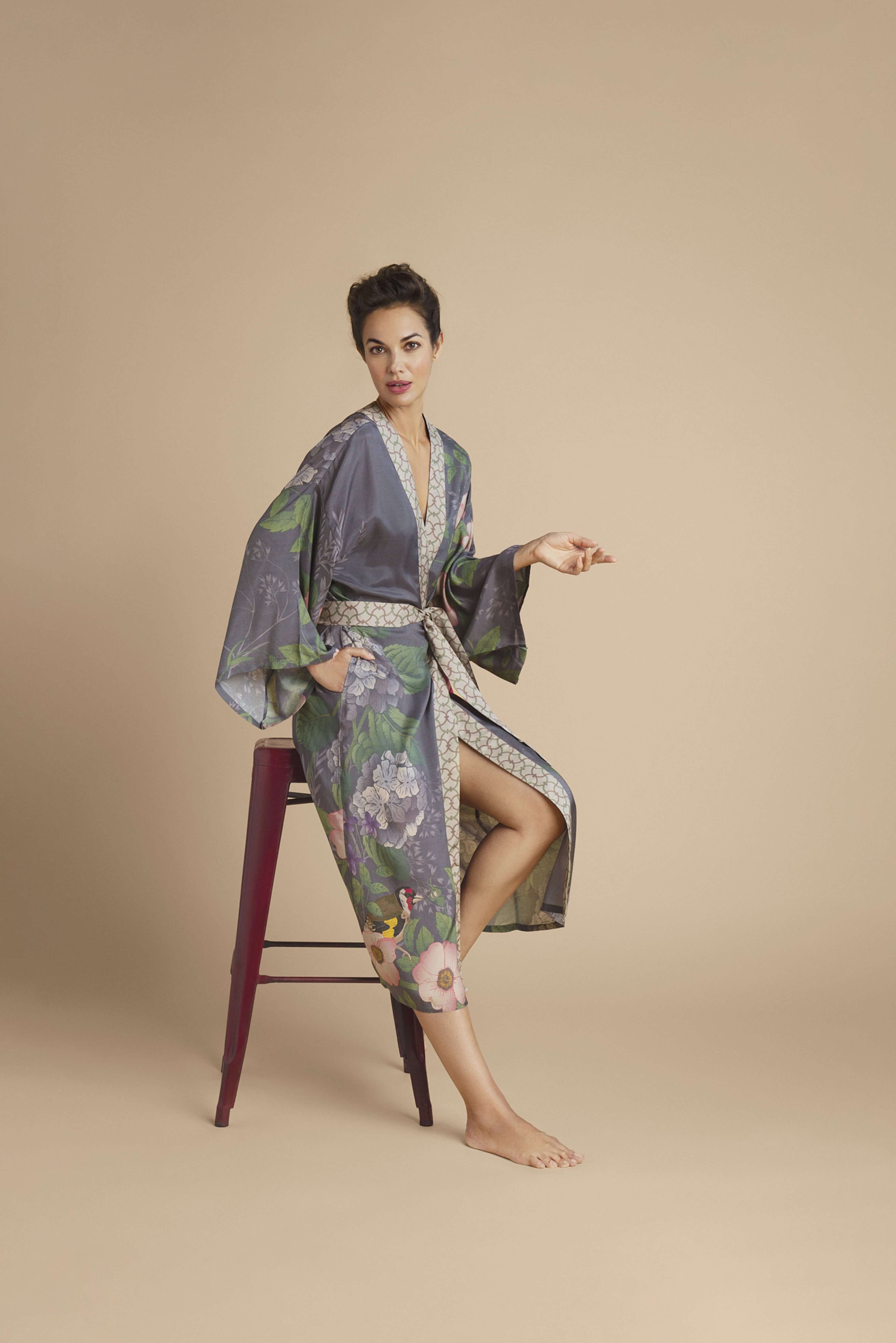 Hedgerow Kimono Gown - Pewter