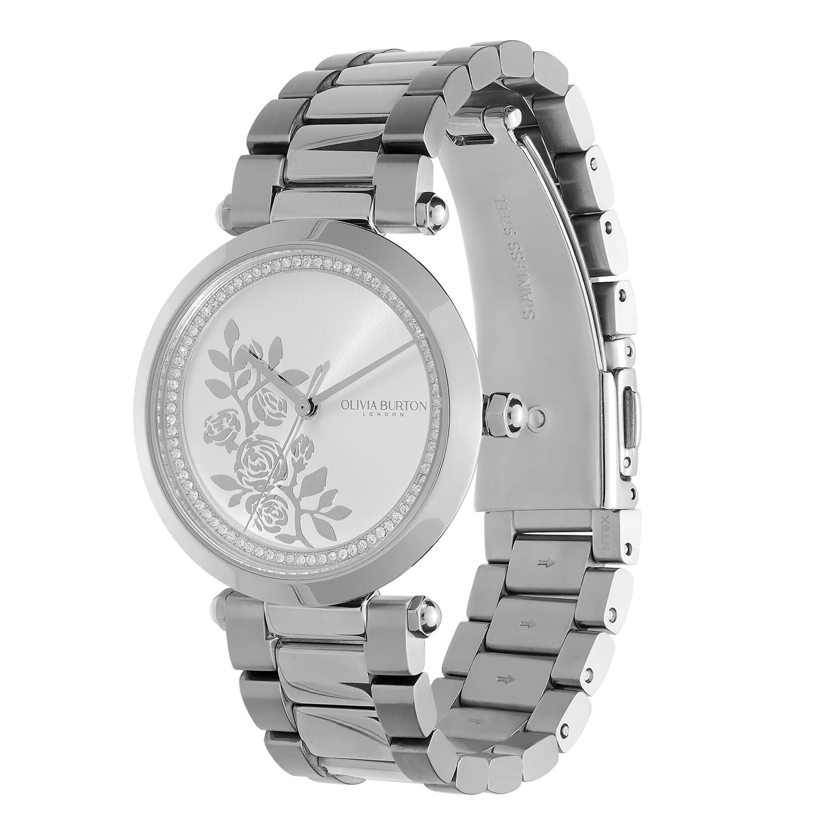 Signature Floral T-Bar White & Silver Bracelet Watch