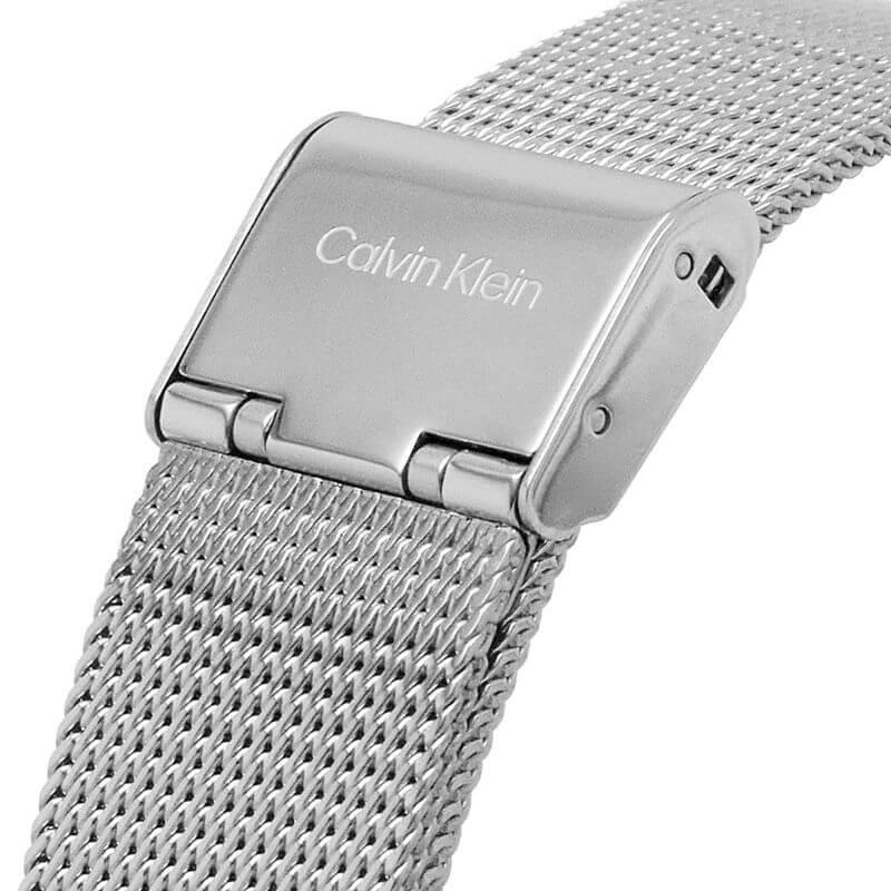 Iconic White & Silver CK Dial & Mesh Strap Watch