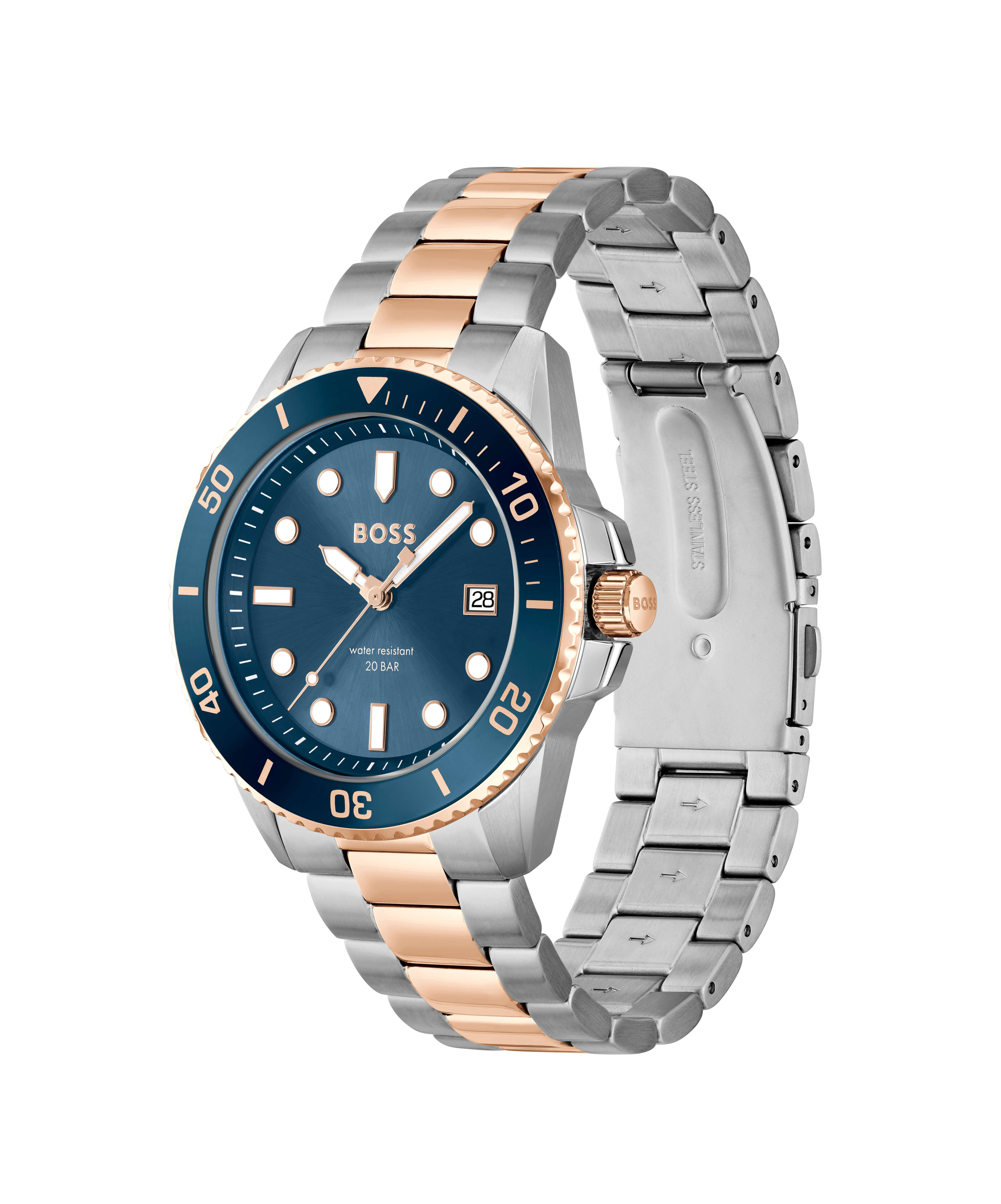Ace Carnation Gold IP Bracelet Blue Dial Gents Watch