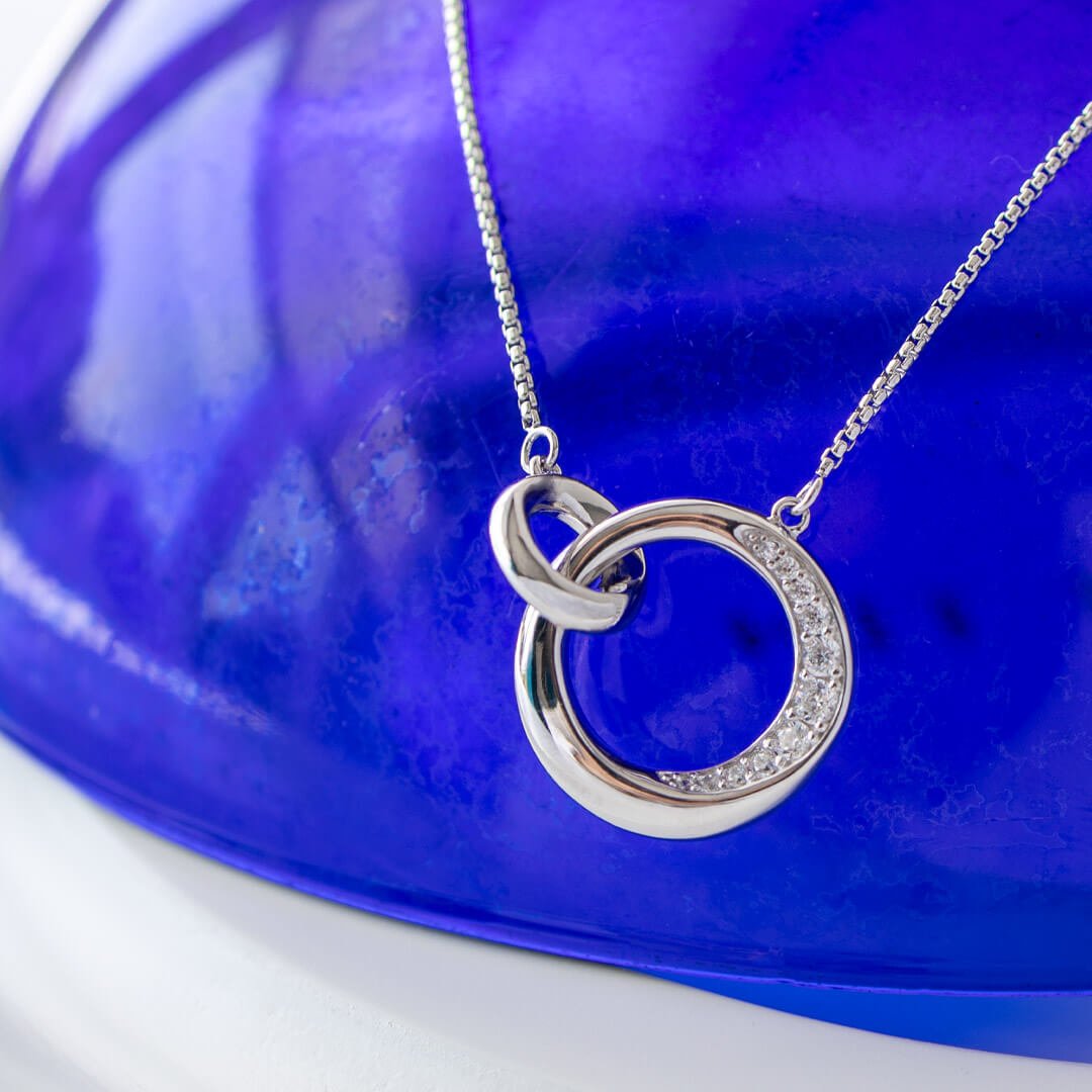 Bevel Cirque Link Pave CZ Necklace