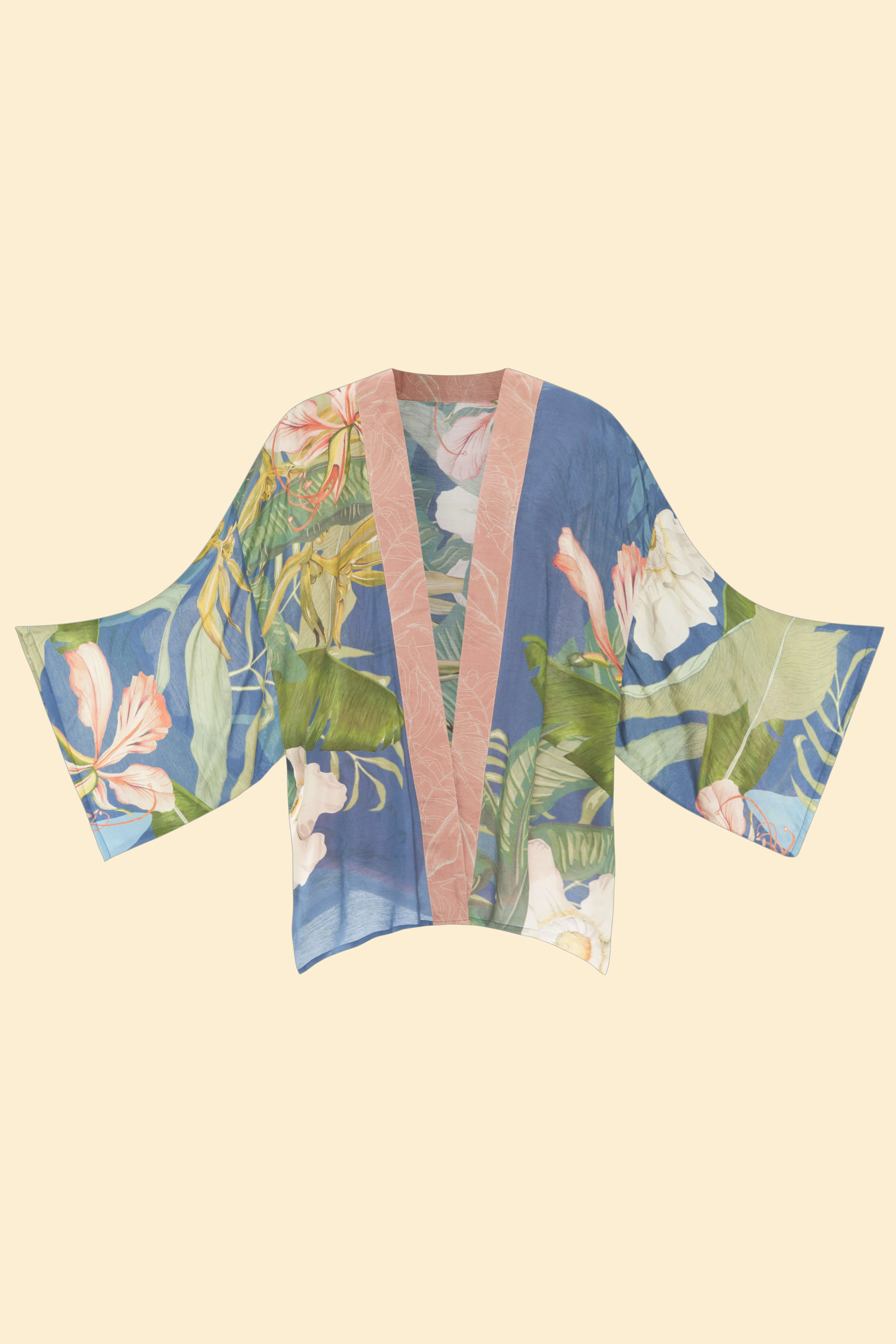 Delicate Tropics Kimono Jacket - Indigo