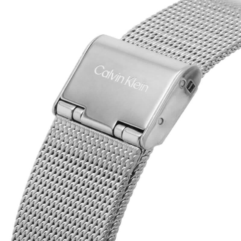 Iconic Rose Gold Bezel White CK Dial & Silver Mesh Strap Watch