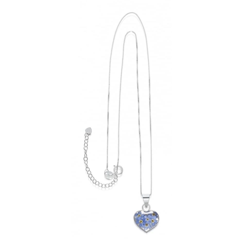 Silver Pendant - Forget-me-not - Heart
