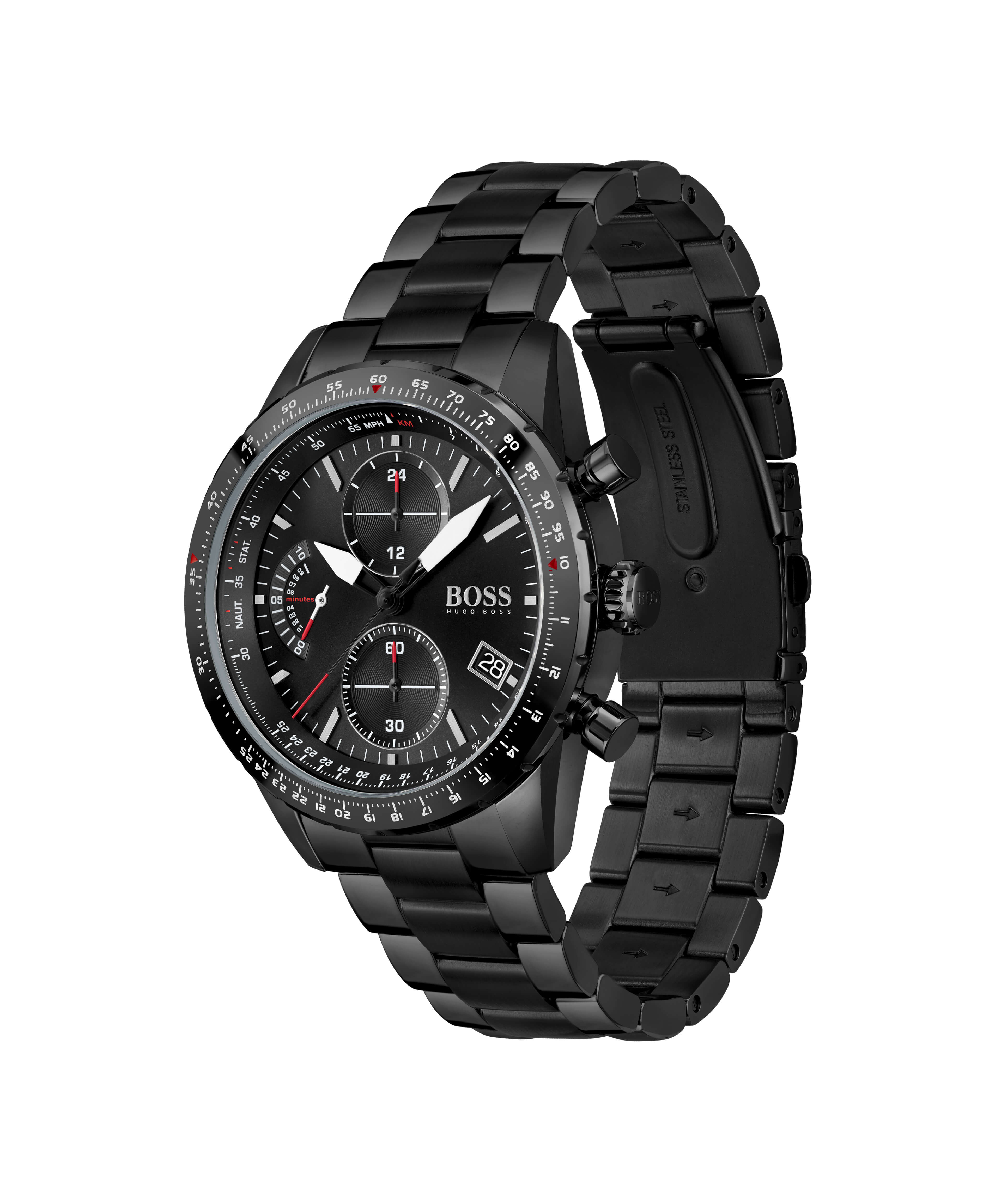 Pilot Edition Chrono Black Dial & Black IP Strap Gents Watch