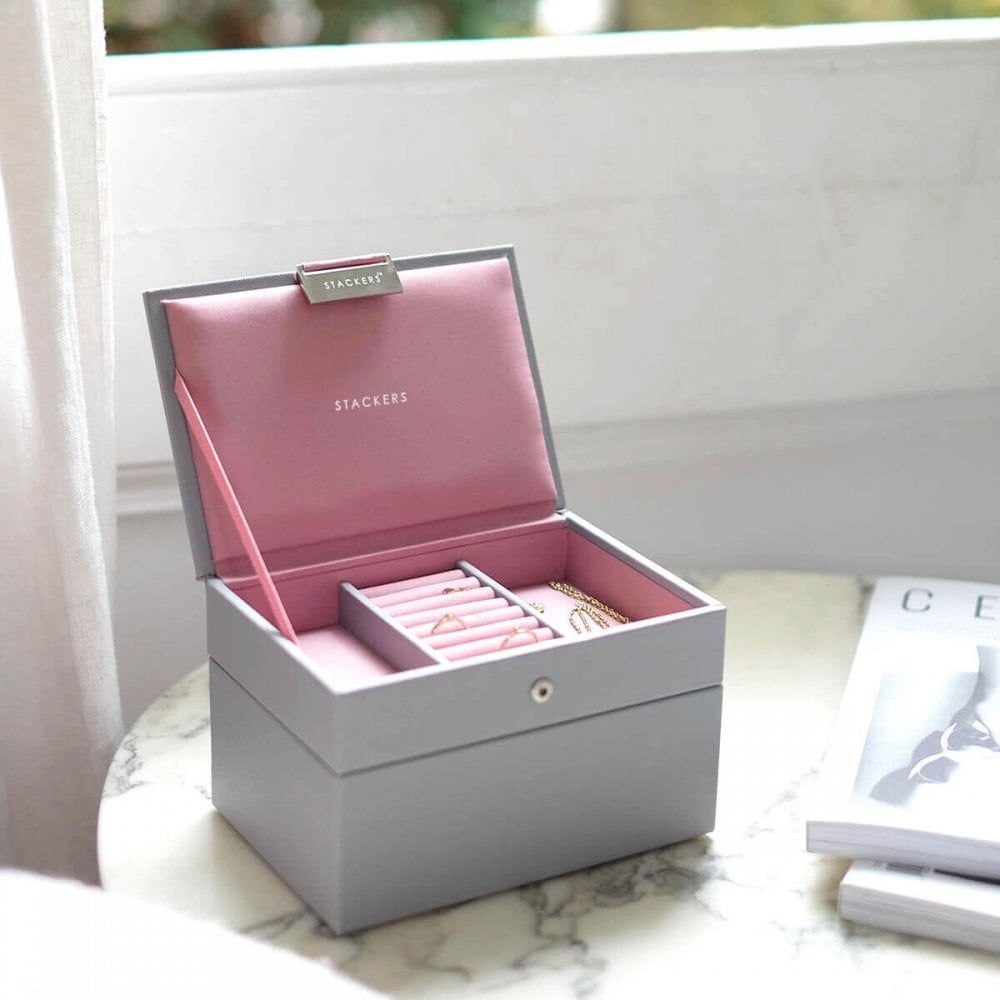Dove Grey & Antique Rose Mini Set of 2 Stackers