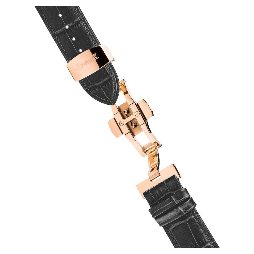 Mens The Regent  Automatic Watch with Black Dial and Black Leather Strap