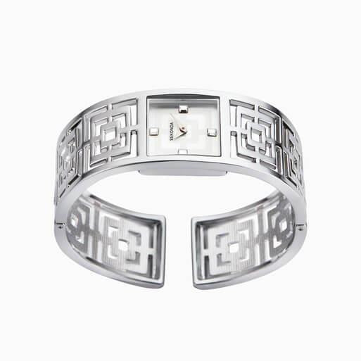 Silver Case With Silver Dial & Alloy Bracelet Ladies Classic Grecian Watch