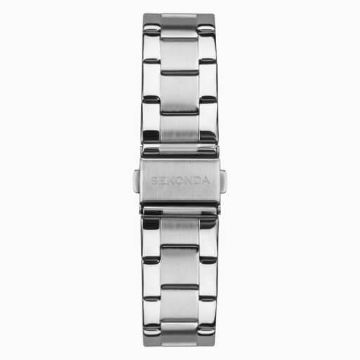 Silver Case With Black Dial & Stainless Steel Bracelet Mens Watch