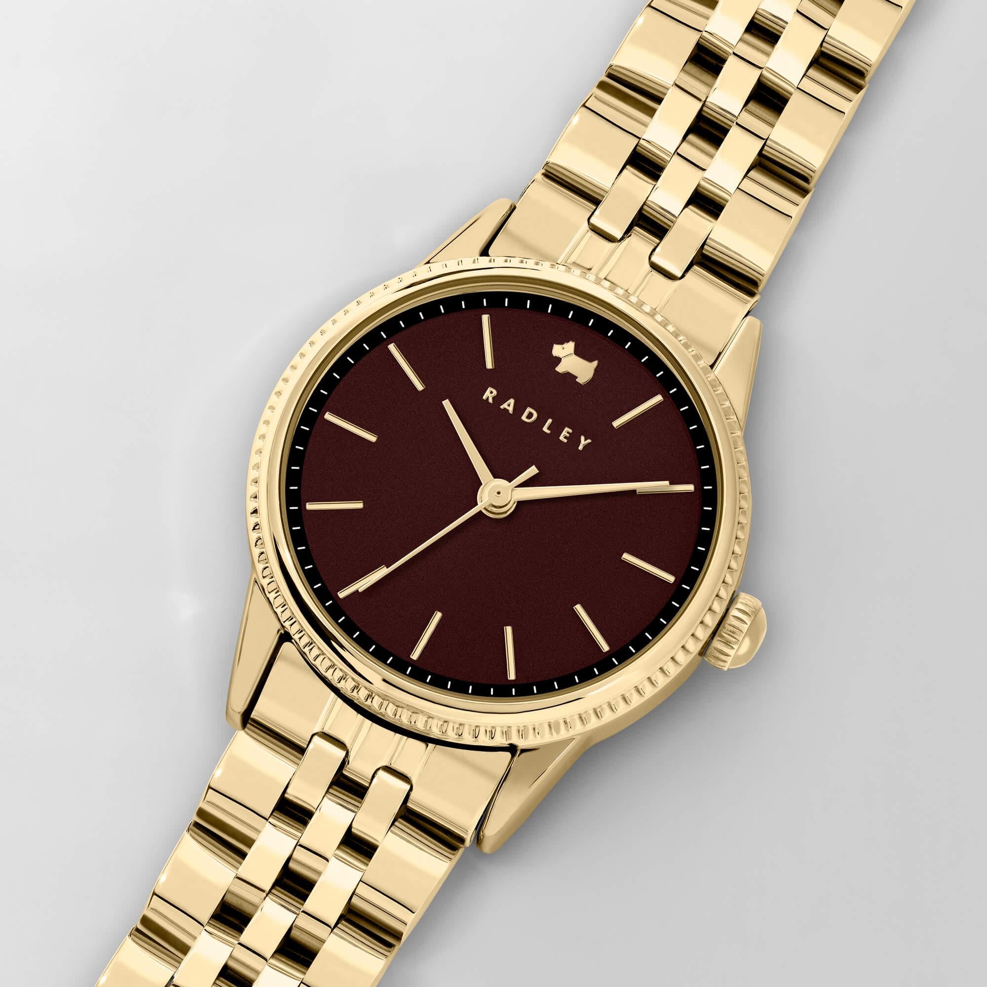 Gold Plated Coin Edge Bezel Bracelet Watch