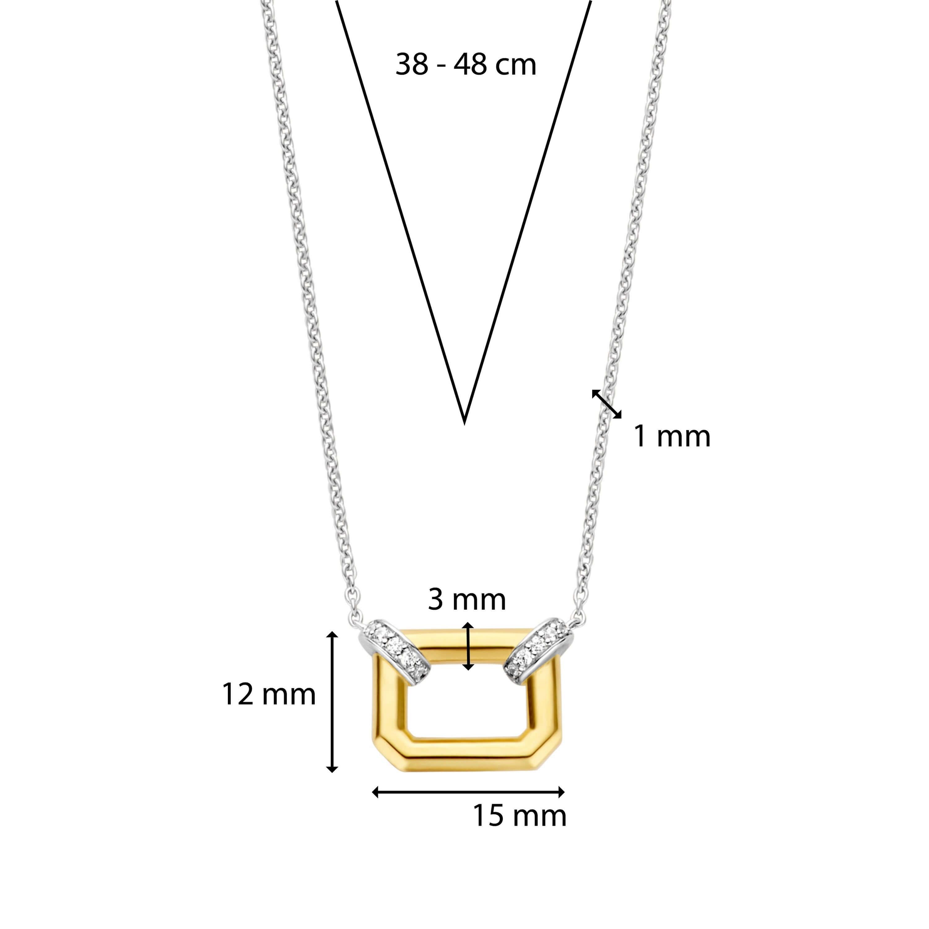 Gold Plated Rectangular Pendant Chain Necklace