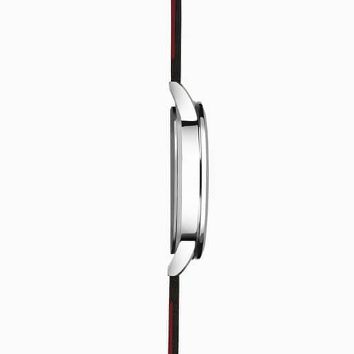 Silver Case with White Dial & Black Leather Strap Men's Nordic Watch