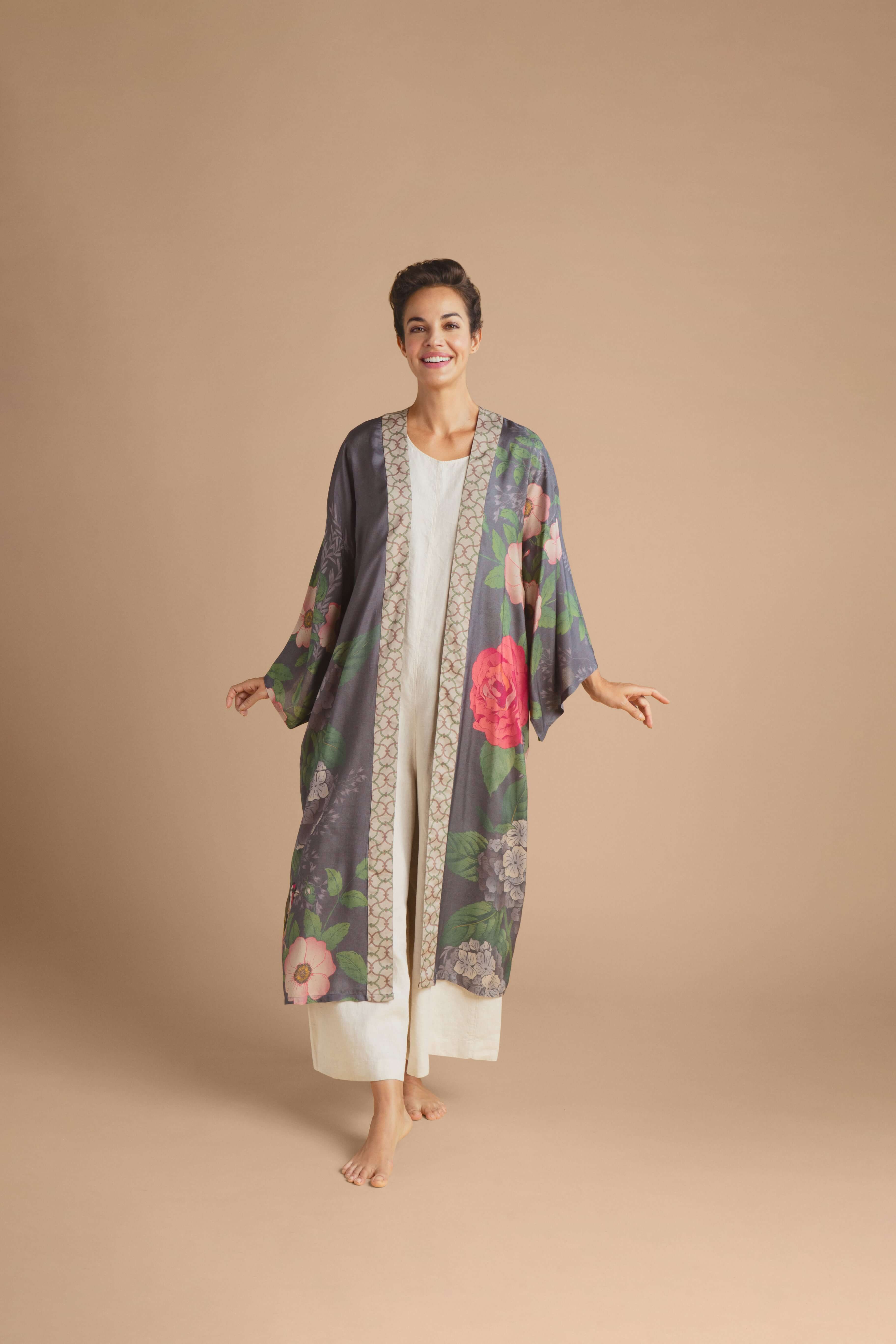 Hedgerow Kimono Gown - Pewter