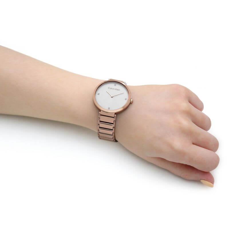 Minimalistic T-Bar 36mm White Dial Rose Gold Ladies Watch