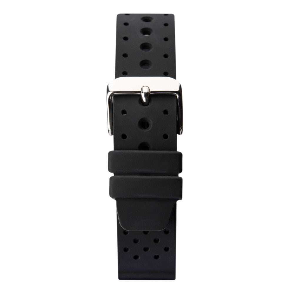 Stainless Steel Blue Dial With Black Rubber Strap Gents Watch