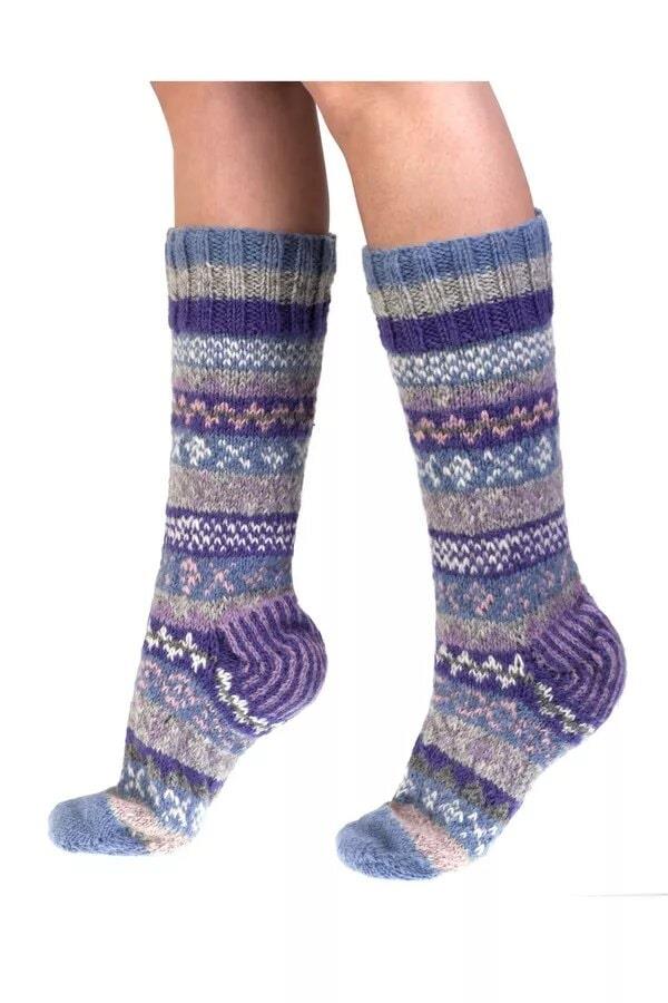 Classic Fairisle Long Socks Jacaranda