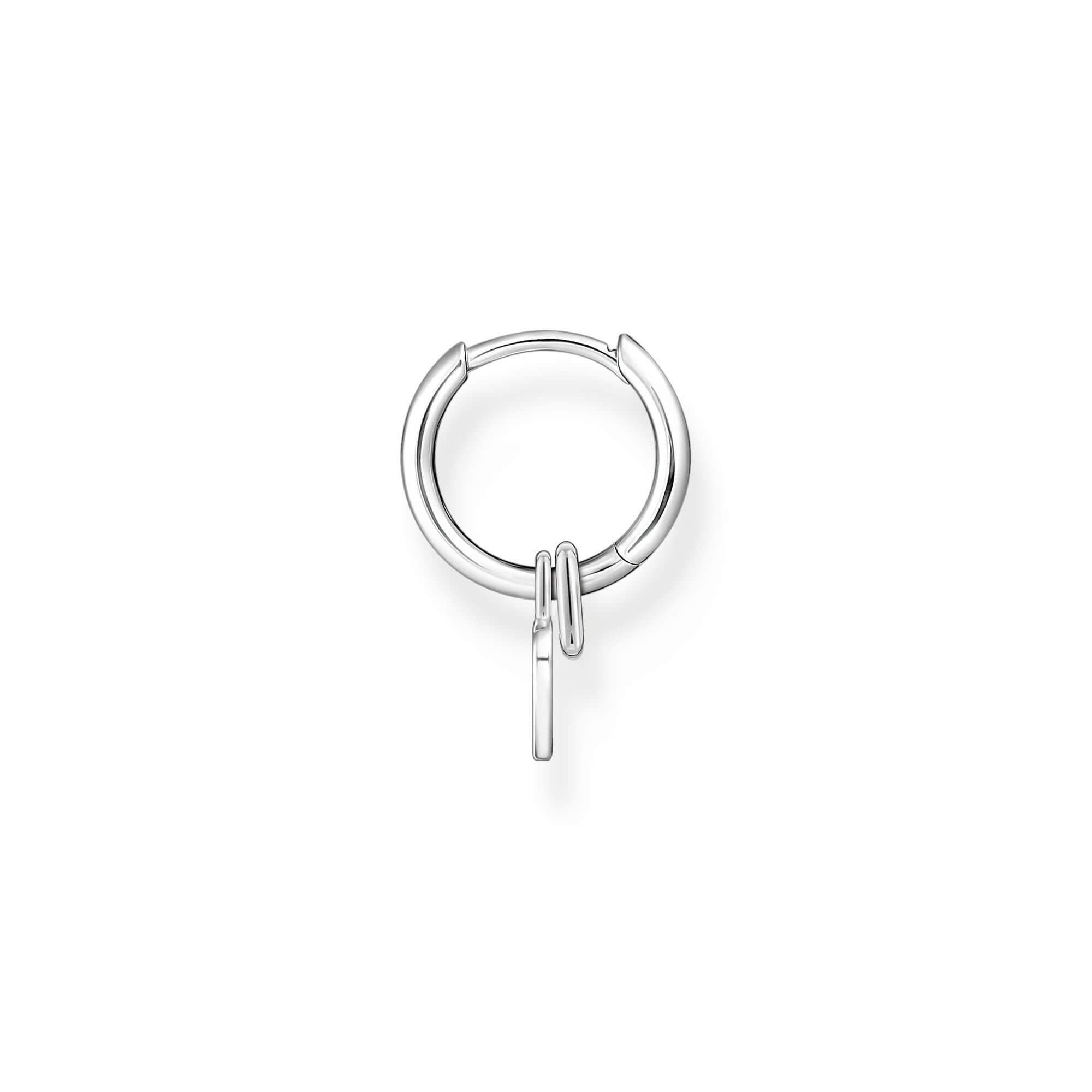 Single Hoop Earring With Heart Pendant