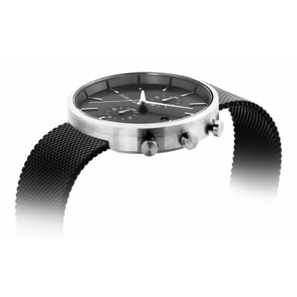 Stainless Steel Grey Dial & Mesh Bracelet Strap Chronograph Gents Watch