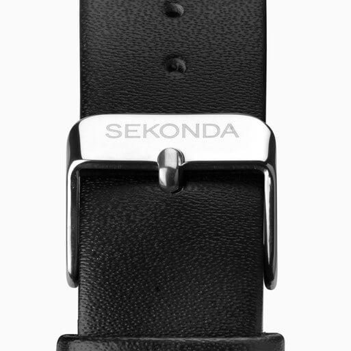 Silver Case with White Dial & Black Leather Strap Men's Nordic Watch