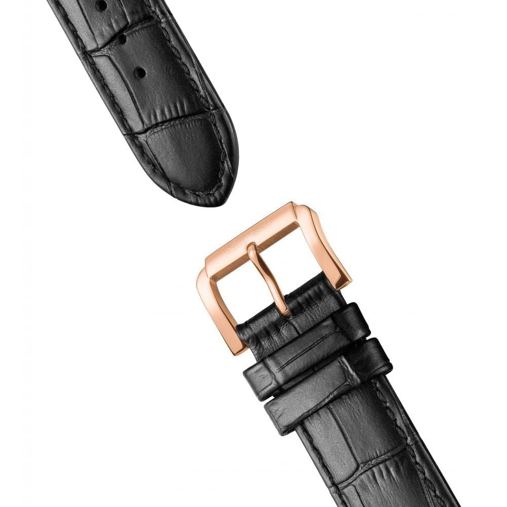 Mens The Riff Automatic Watch with Silver Dial and Black Leather Strap