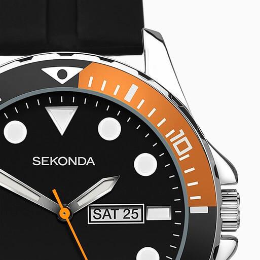 Balearic Black Dial With Alloy Case & Black Rubber Strap Men's Watch