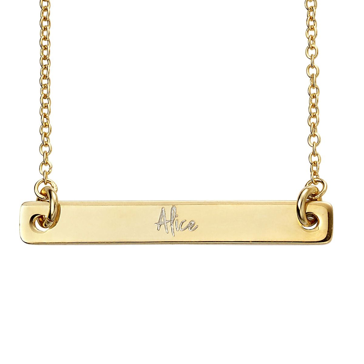 Gold Plated Engravable Bar Necklace