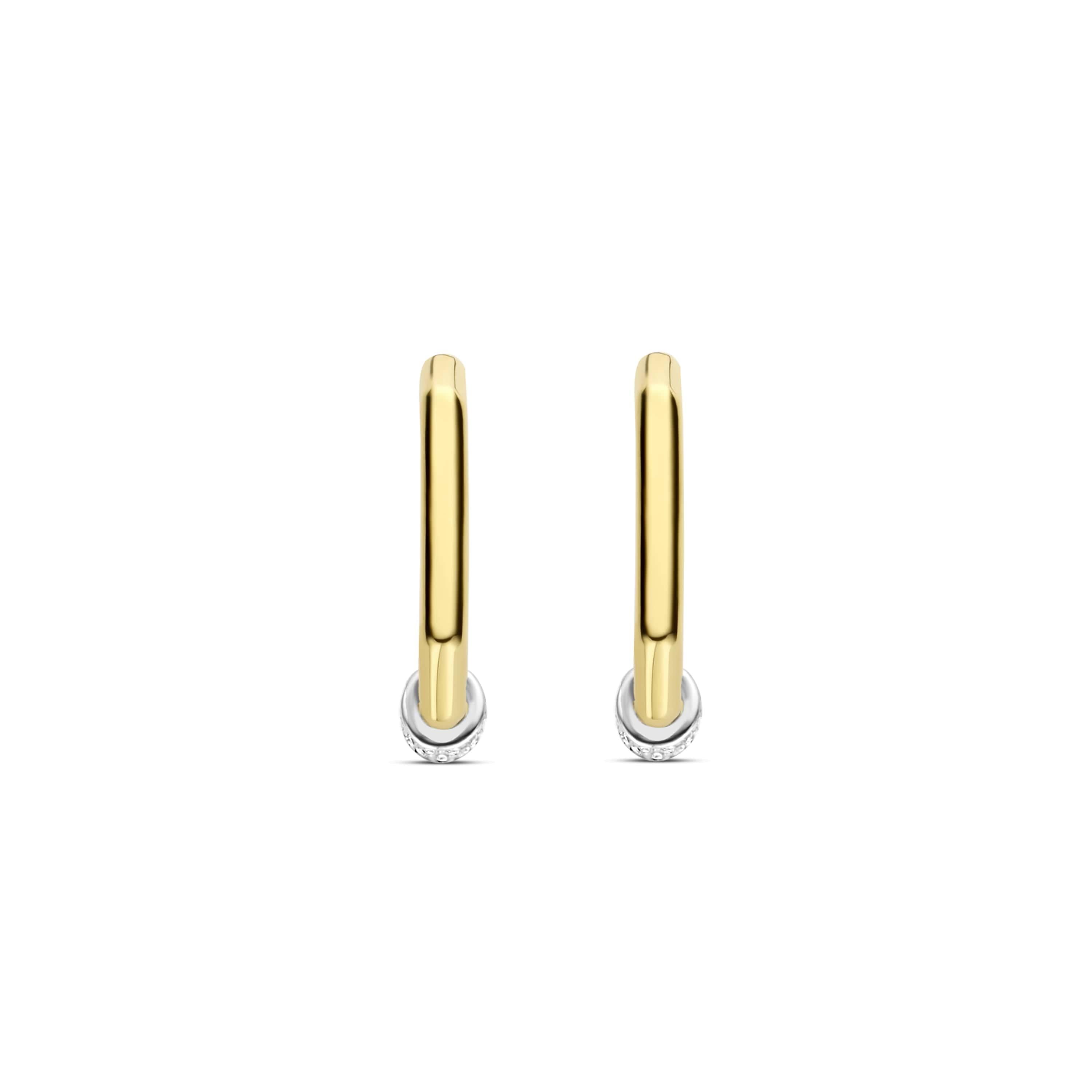 Rectangular Gold Plated CZ Medium Hoop Earrings