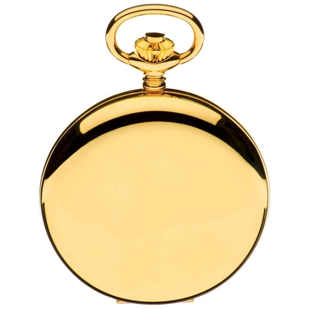 Half Hunter Gold Plated Mechanical Pocket Watch With White Face